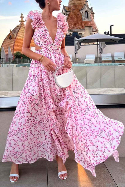 Noemi – Maxikleid mit Cut-Out und hohem Schlitz