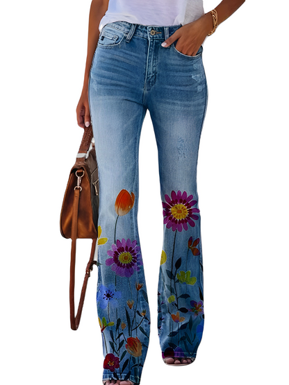 Glenna - Sommerliche Schlaghose mit Blumenmuster für Damen