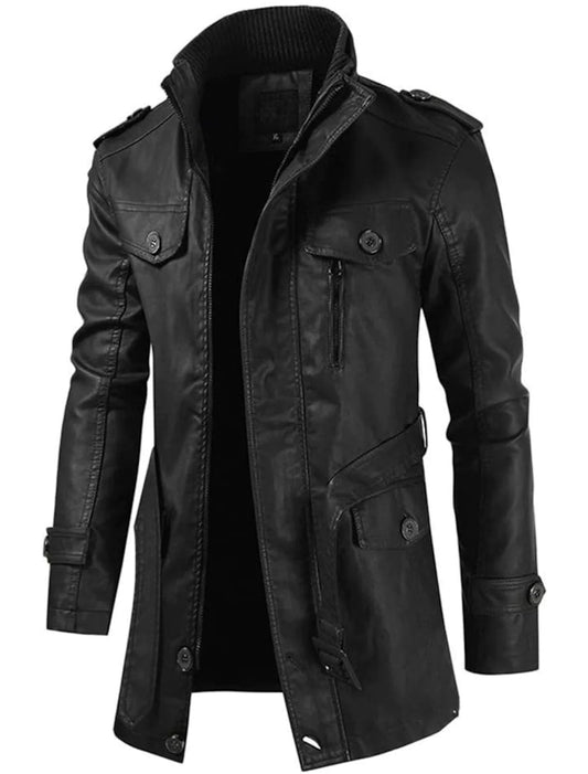 Brook - Stabile Lange Herrenlederjacke