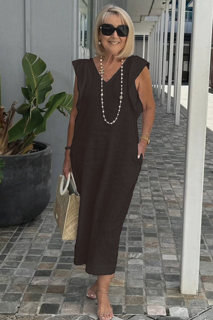 Bracha - Elegantes ärmelloses Sommerleinenkleid