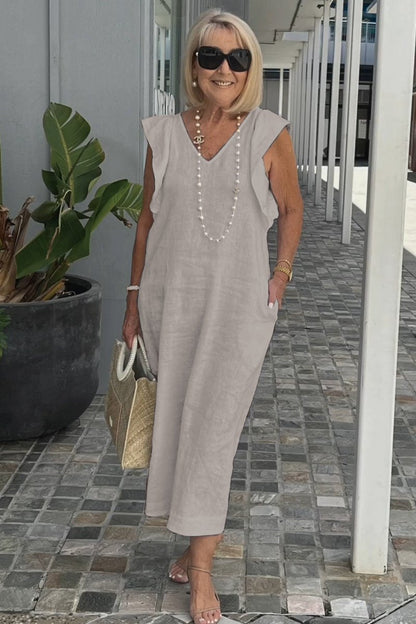Bracha - Elegantes ärmelloses Sommerleinenkleid