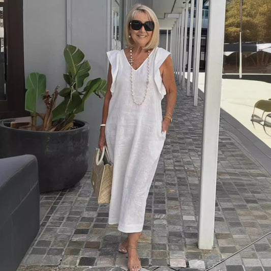 Bracha - Elegantes ärmelloses Sommerleinenkleid
