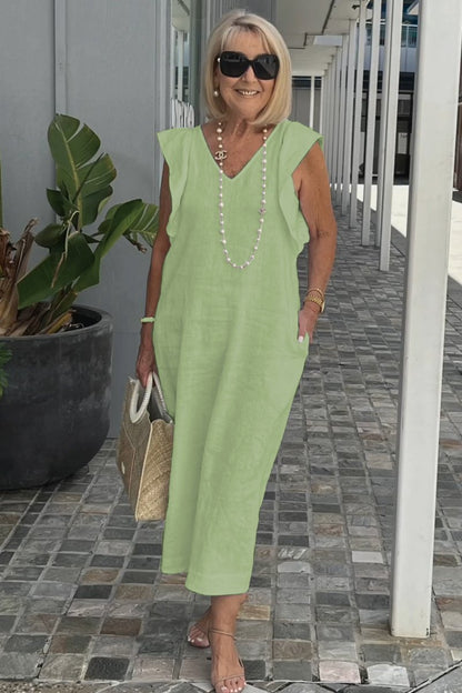 Bracha - Elegantes ärmelloses Sommerleinenkleid