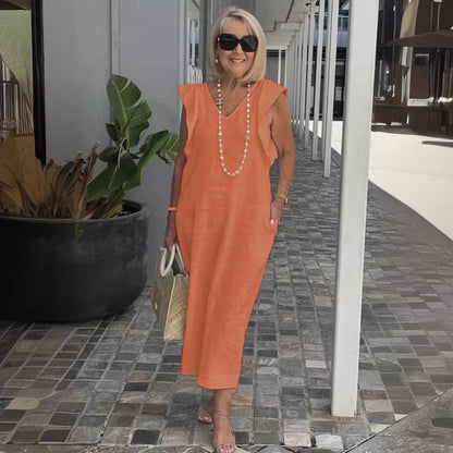 Bracha - Elegantes ärmelloses Sommerleinenkleid