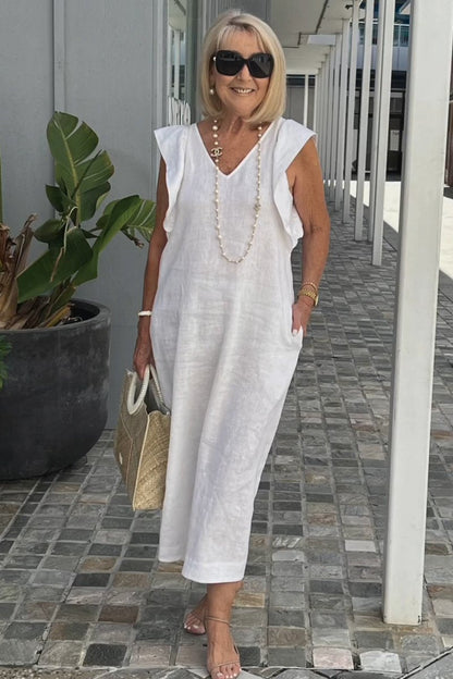 Bracha - Elegantes ärmelloses Sommerleinenkleid