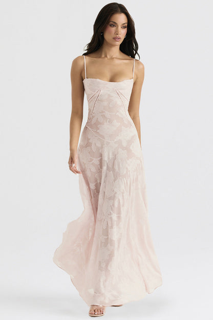 Cecily - Glattes Spaghettiträger Maxi-Kleid