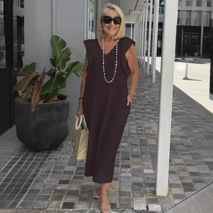 Bracha - Elegantes ärmelloses Sommerleinenkleid
