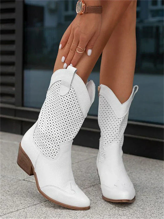 Queenie - Leichte Frauen Westernstiefel mit Reißverschluss