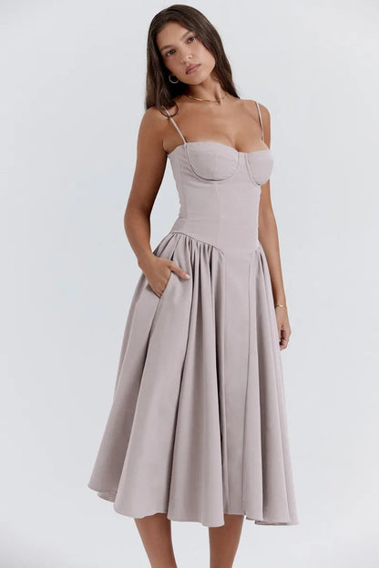 Jutte - Damen Ärmelloses Midikleid