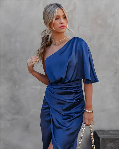 Aisha - Glamouröses Drapé-Midikleid für Damen