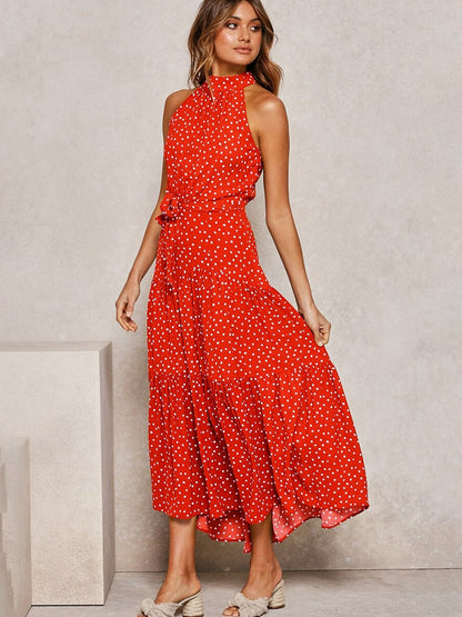 Naomi – Polka Dot Midi Kleid mit Taillenband