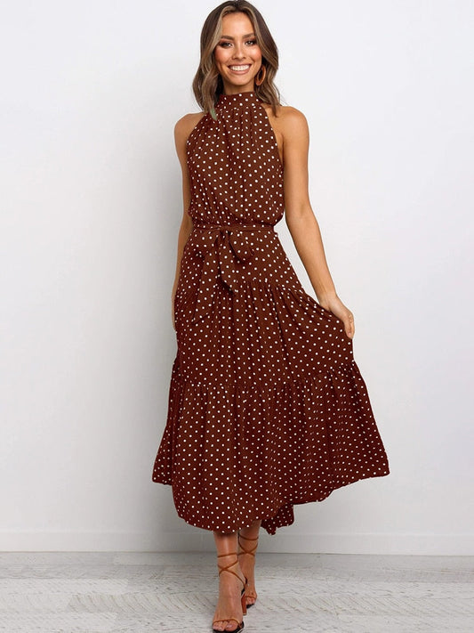 Naomi – Polka Dot Midi Kleid mit Taillenband