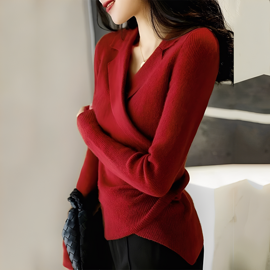 Myrtle - Klassischer asymmetrischer Slim-Fit-Pullover für Damen