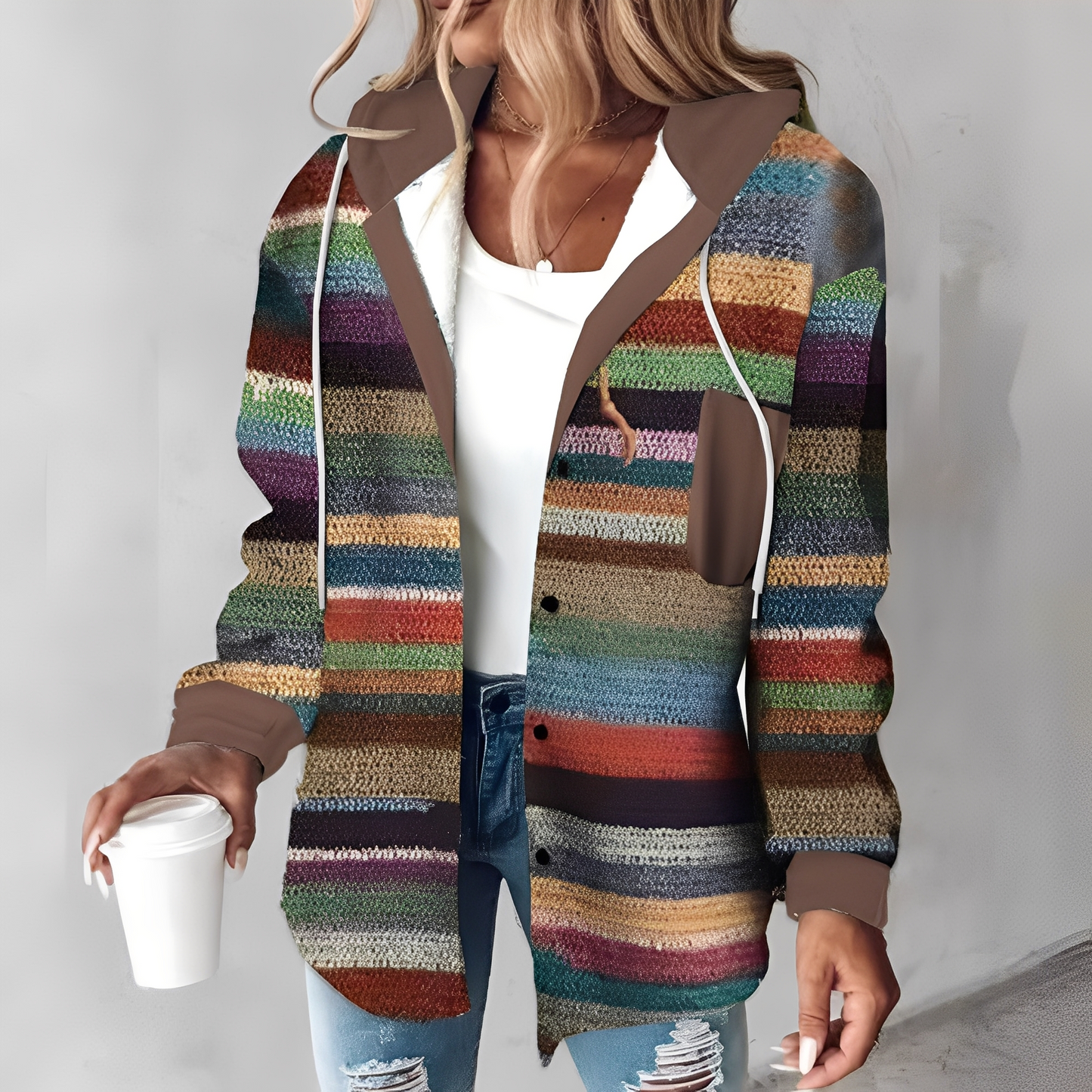 Martina - Lässige Wolljacke mit Kapuze für Damen