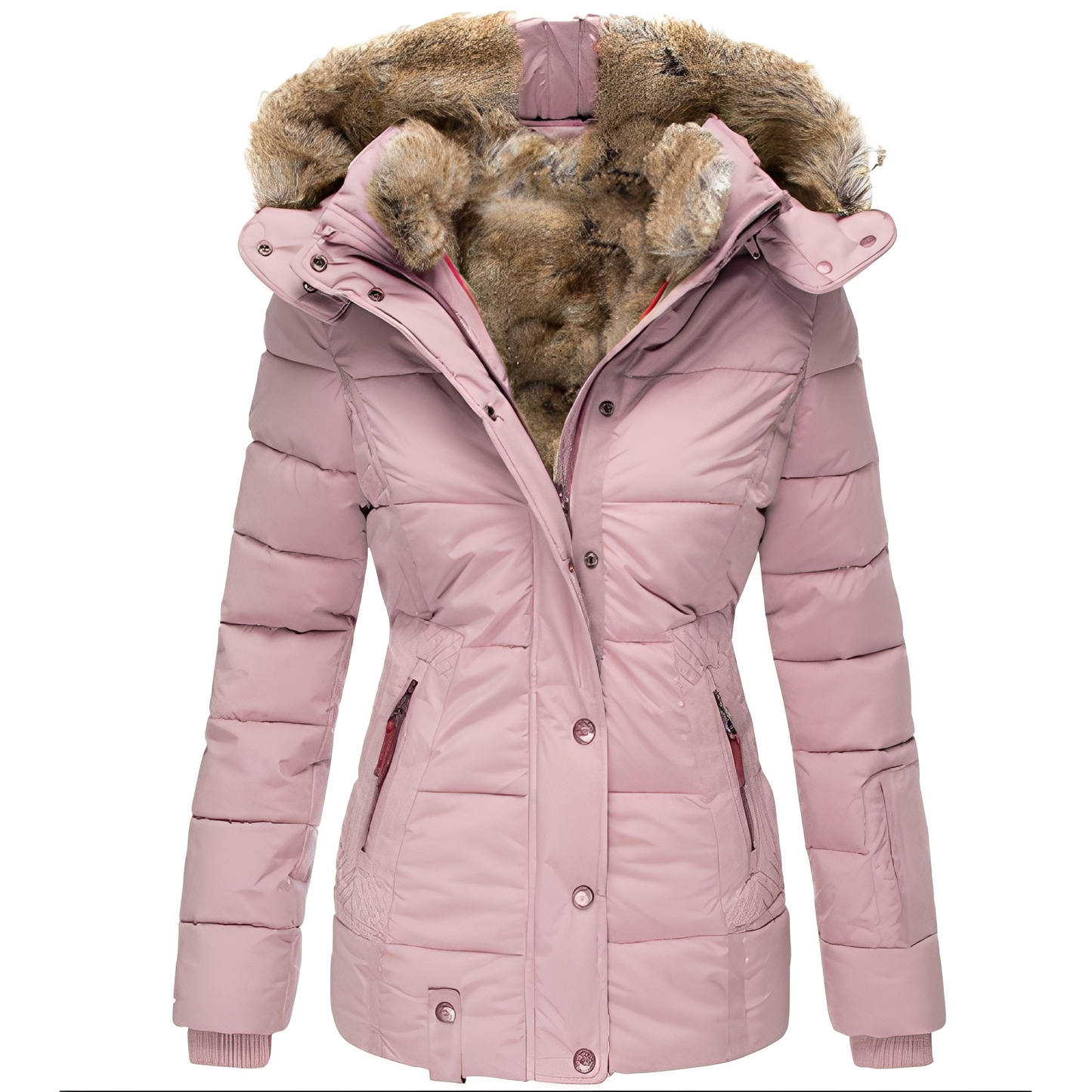 Odelia - Stilvolle, schmale Jacke mit Pelzkragen für Damen
