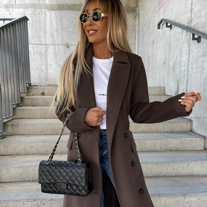 Lydie - Damen-Trenchcoat im traditionellen Look mit langen Ärmeln