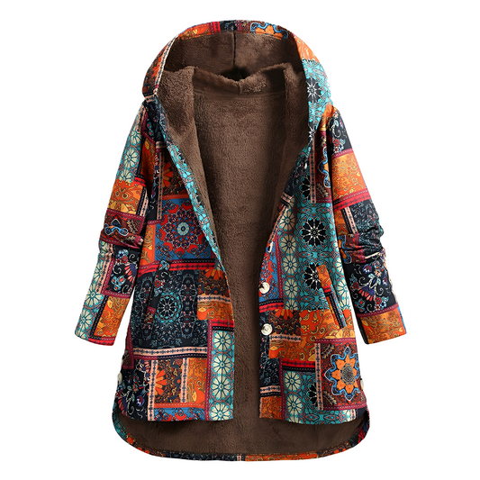 Griselda - Kapuzenjacke mit ethnischem Blumenmuster für Damen