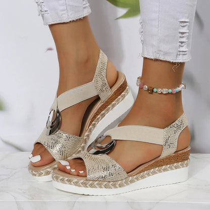 Emilia - Damen Peep-Toe Keilsandalen