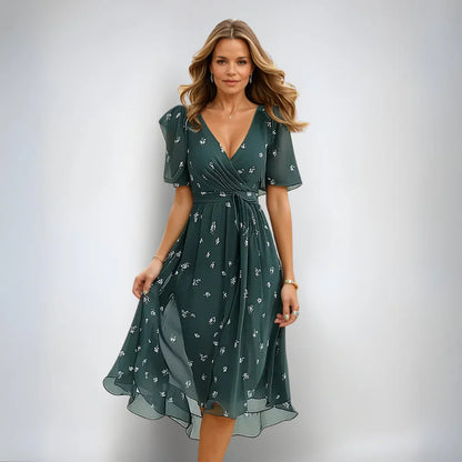 Annegret - Frauen V-Ausschnitt Kleid
