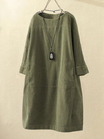 Emily – Lässiges Cord-Kleid im Tunika-Stil