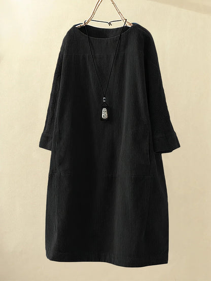 Emily – Lässiges Cord-Kleid im Tunika-Stil