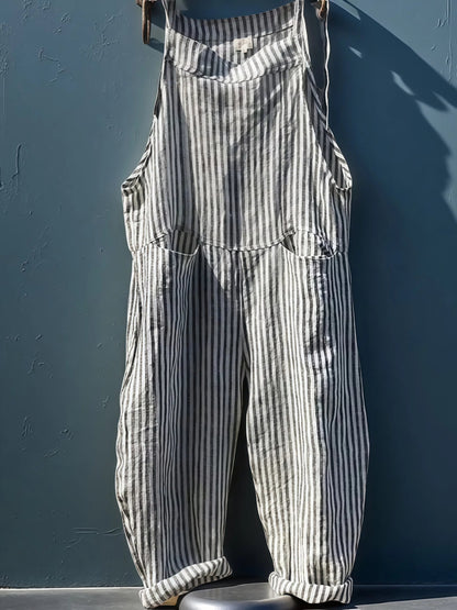 Alyssa - Gestreifter Damen-Overall mit weitem Bein
