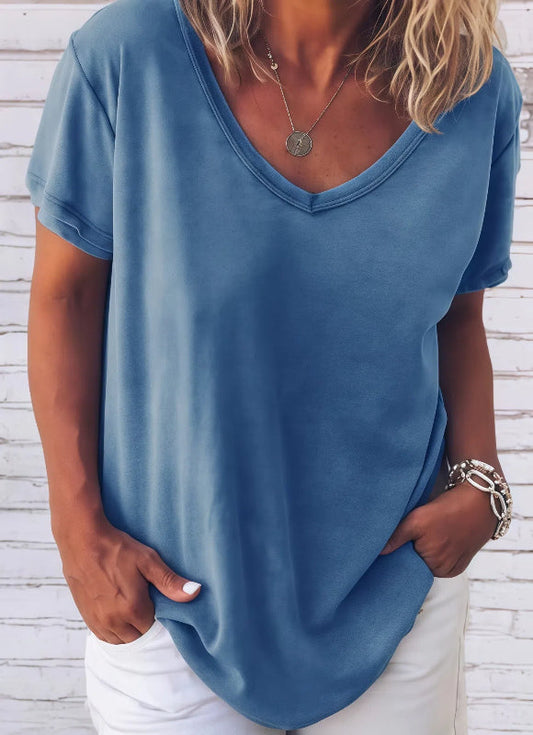 Estela - Bequemes V-Ausschnitt T-Shirt