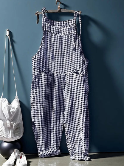Alyssa - Gestreifter Damen-Overall mit weitem Bein