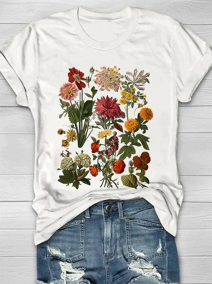 Liv - Frauen T-Shirt mit Retro-Blumenmuster