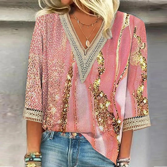 Jette – Bedruckte V-Ausschnitt-Bluse