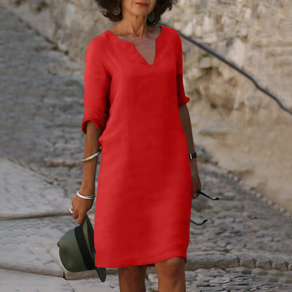 Corinne - Schlichtes Sommerkleid mit V-Ausschnitt für Damen