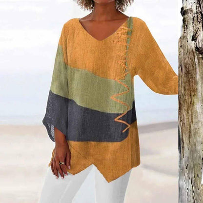 Eli - Dreifarbige Bluse mit Bauchbedeckung