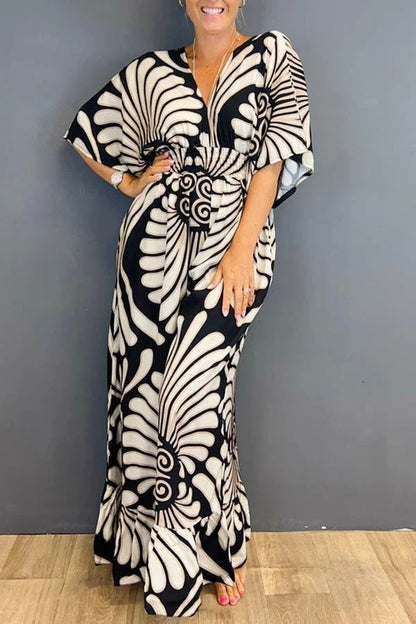 Elvira - Vintage-Overall mit Blumenmuster und Rüschenärmeln