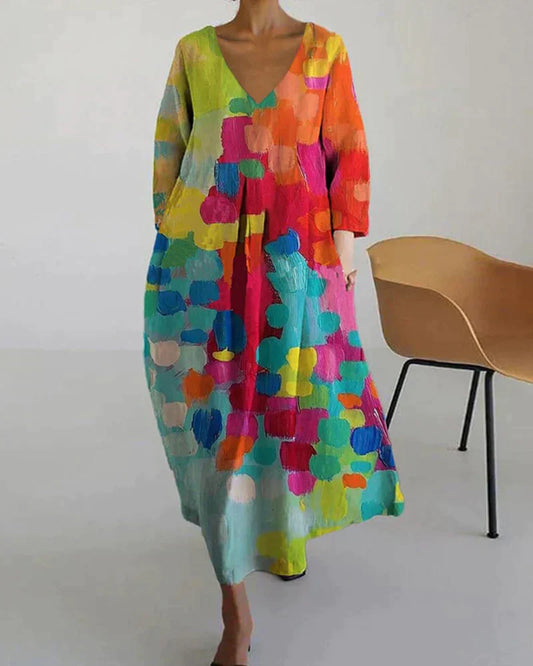 Noemi – Lockeres Kleid mit Künstlerischem Druck