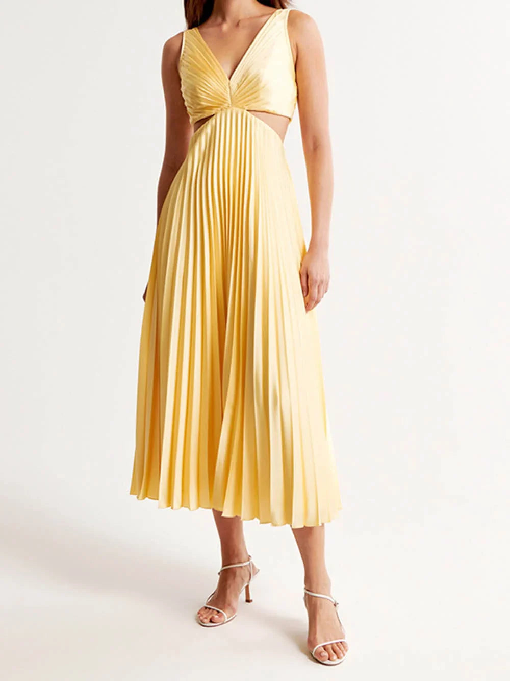 Arya - Elegantes gefaltetes Midikleid für Frauen