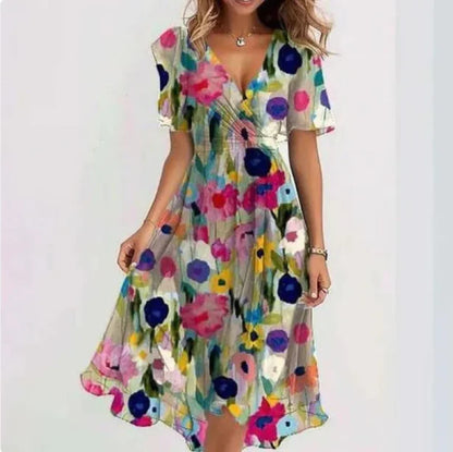 Annegret - Frauen V-Ausschnitt Kleid