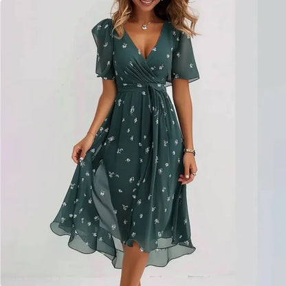 Annegret - Frauen V-Ausschnitt Kleid