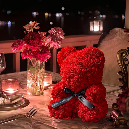 Valen - Rosa Teddybär in LED-Box zum Valentinstag