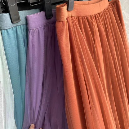 Kelly - Lässiger Midirock aus plissiertem Mesh für Damen