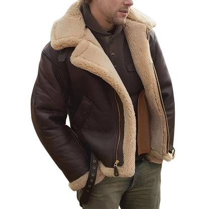 Jeffrey - Moderne Lederjacke mit warmem Sherpa-Futter für Herren