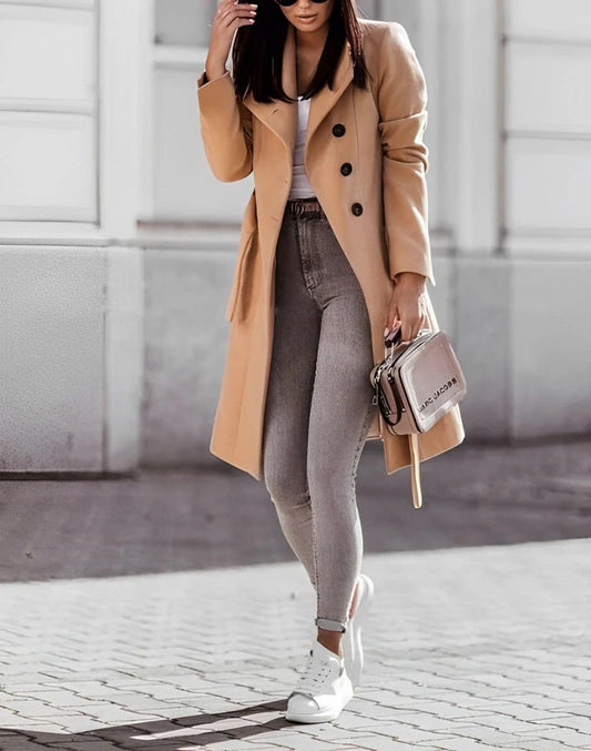 Deena - Eleganter, bequemer Wollmantel für Damen