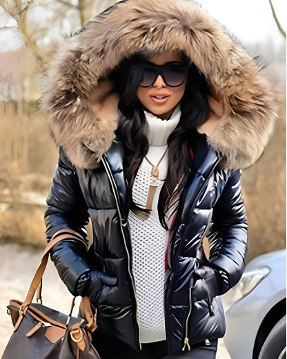 Jessica - Glänzende Daunenjacke mit Kapuze für Frauen