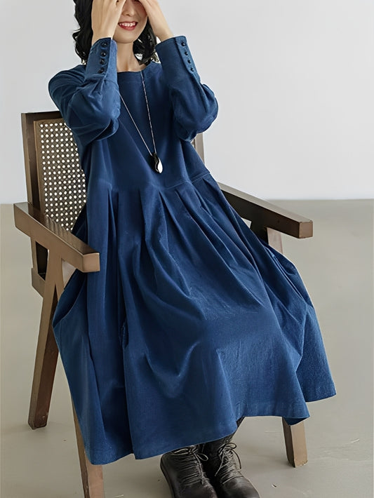 Shyanne - Lässiges, lockeres Cordkleid mit Taschen für Damen