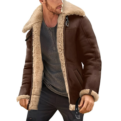 Jeffrey - Moderne Lederjacke mit warmem Sherpa-Futter für Herren