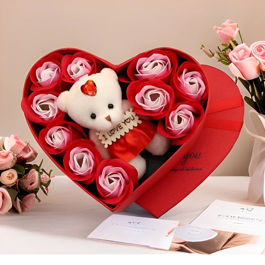 Heartley - Rosenbär Herzförmiges Geschenk zum Valentinstag