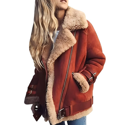 Jessie - Warme Bikerjacke aus Wolle mit Reißverschluss für Damen