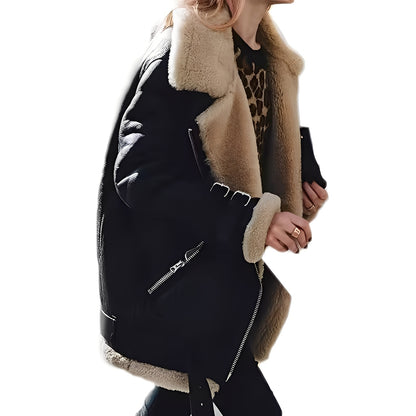 Jessie - Warme Bikerjacke aus Wolle mit Reißverschluss für Damen