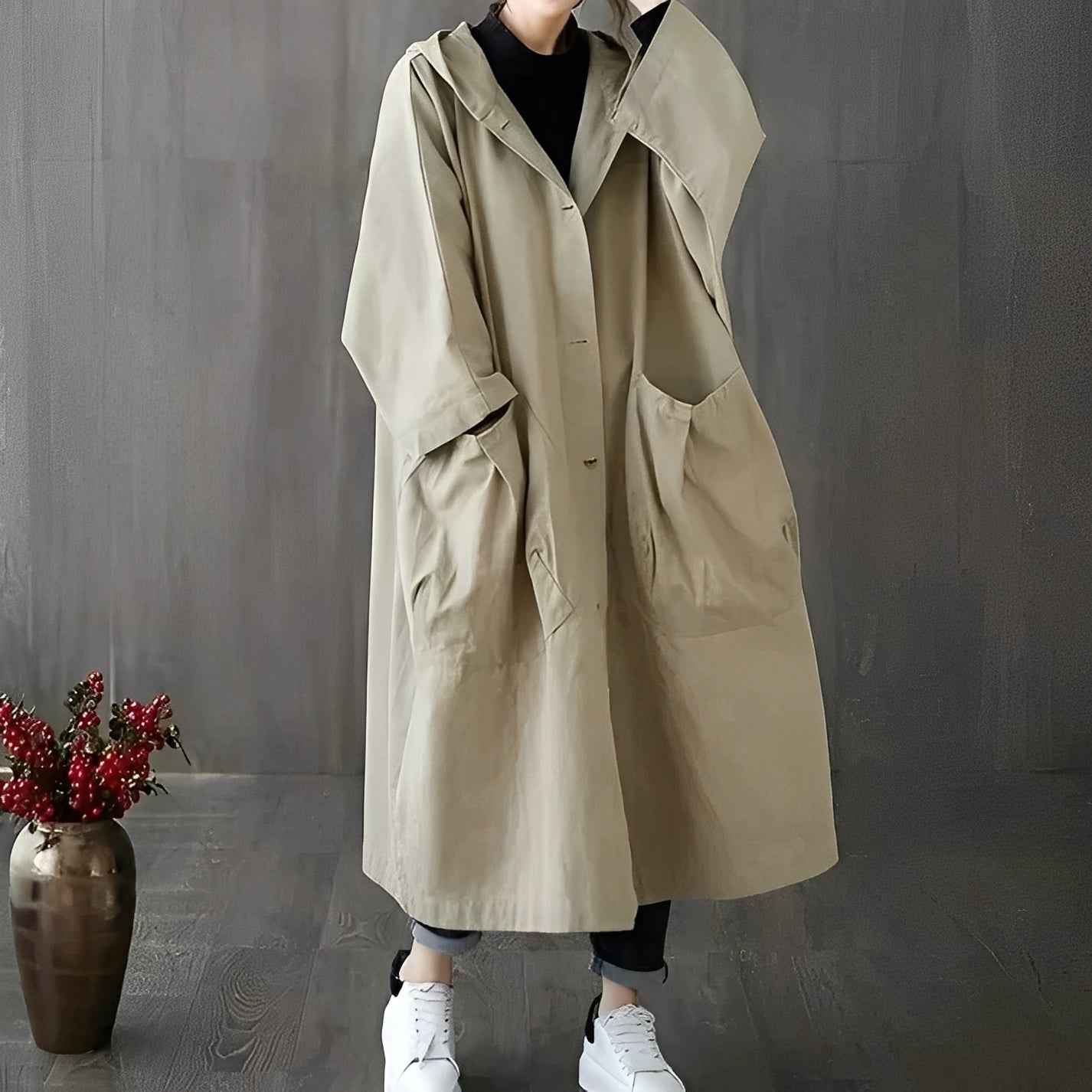 Myranda - Moderner Trenchcoat mit Taschen für Damen