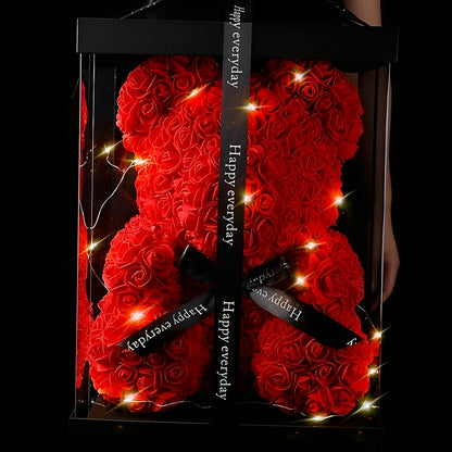 Valen - Rosa Teddybär in LED-Box zum Valentinstag