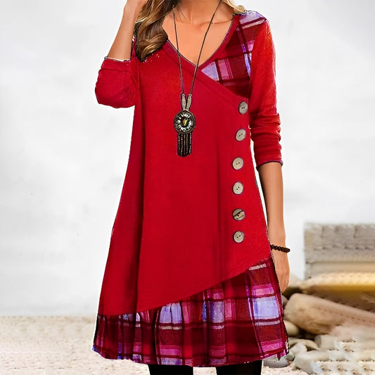 Shawnee - Lässiges Patchwork-Kleid mit Karomuster für Damen